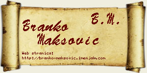 Branko Maksović vizit kartica